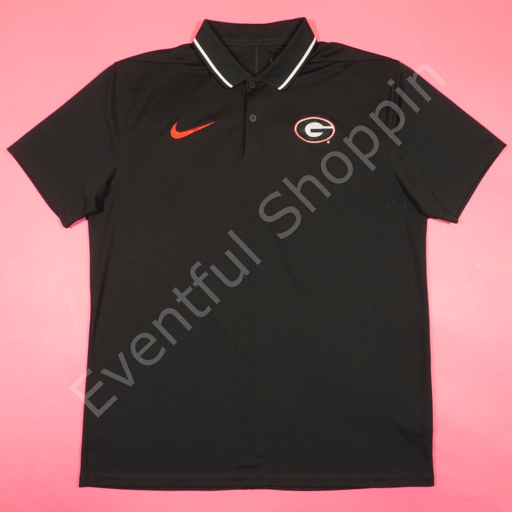 Nike Georgia Bulldogs Sideline Tipped Mesh Polo Shirt in Black Size Medium - Picture 2 of 8
